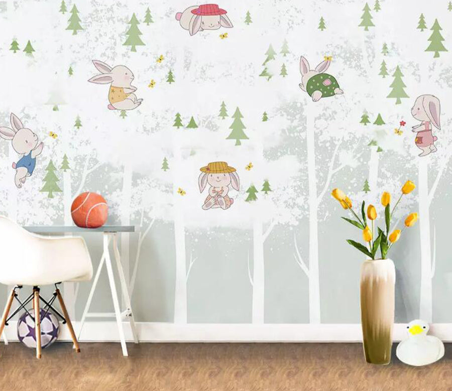 3D Powder Rabbit WG895 Wall Murals