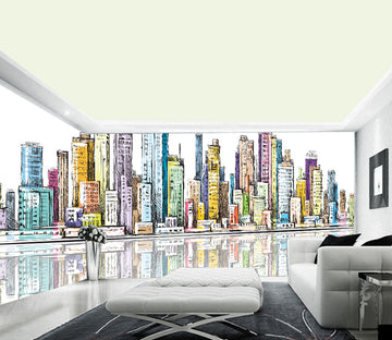 3D Colored Building WG410 Wall Murals