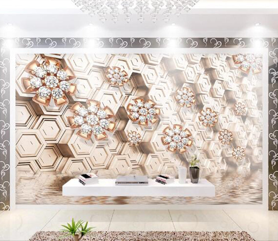 3D Jewelry Flower WC1389 Wall Murals