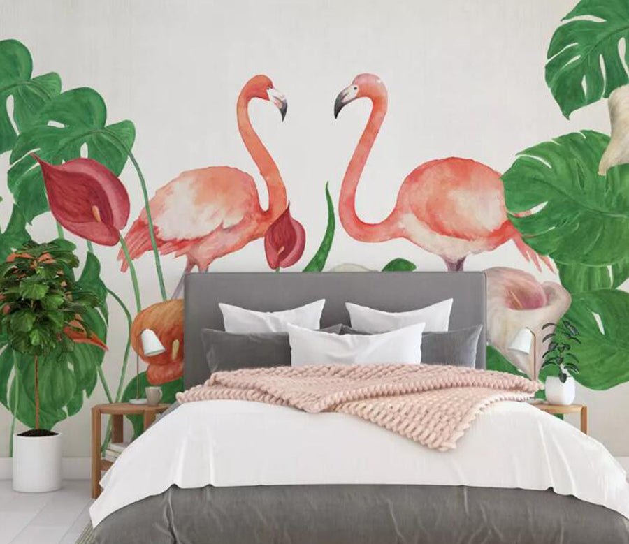 3D Lily Flamingo WG1103 Wall Murals