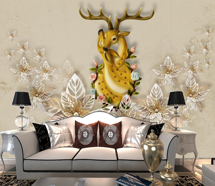 3D Yellow Deer WG324 Wall Murals