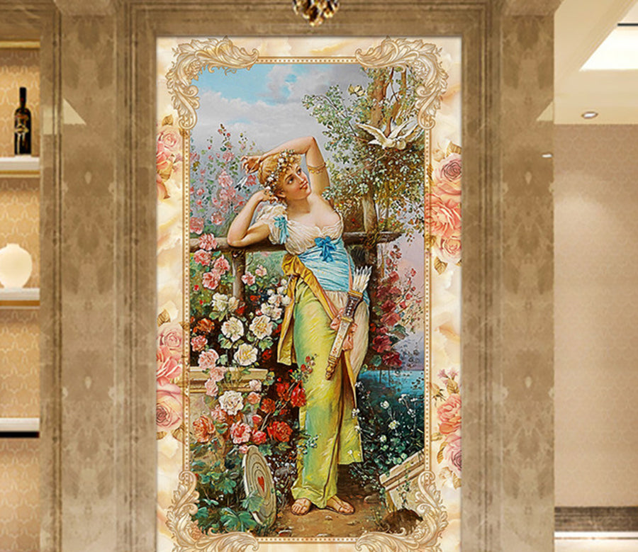 3D Flower Girl WG095 Wall Murals