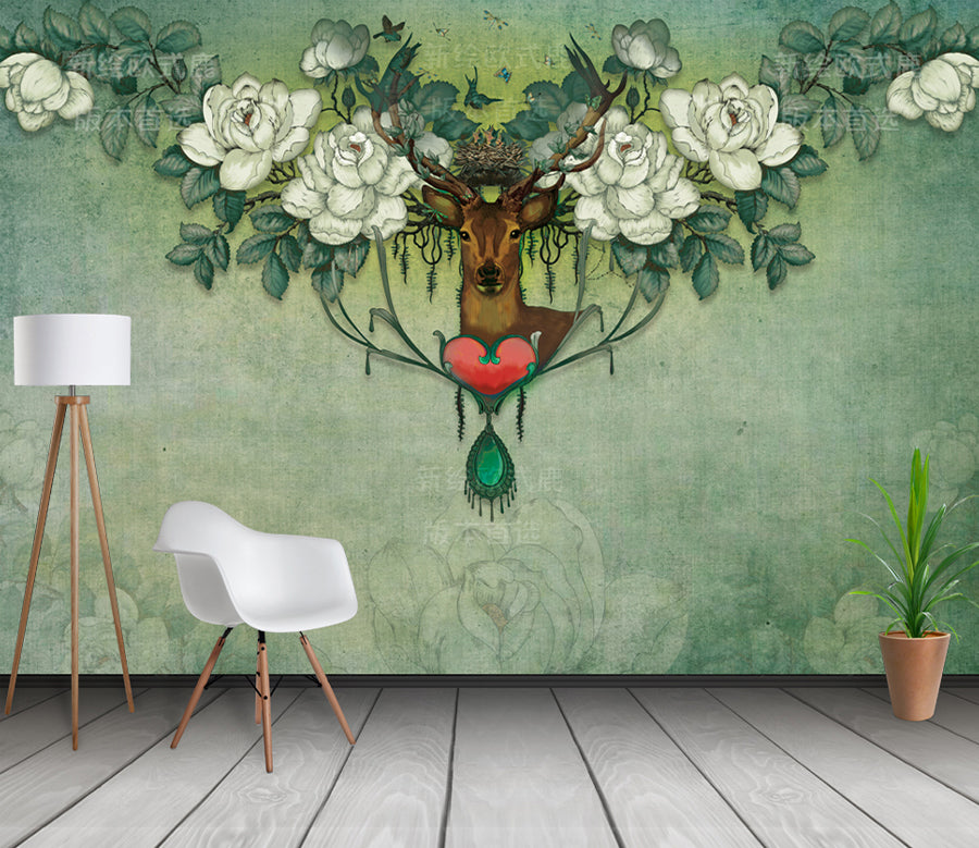 3D Vintage Deer WG331 Wall Murals
