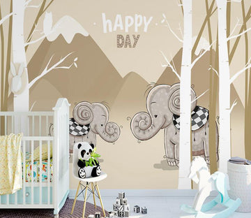 3D Cute Elephant WC1938 Wall Murals