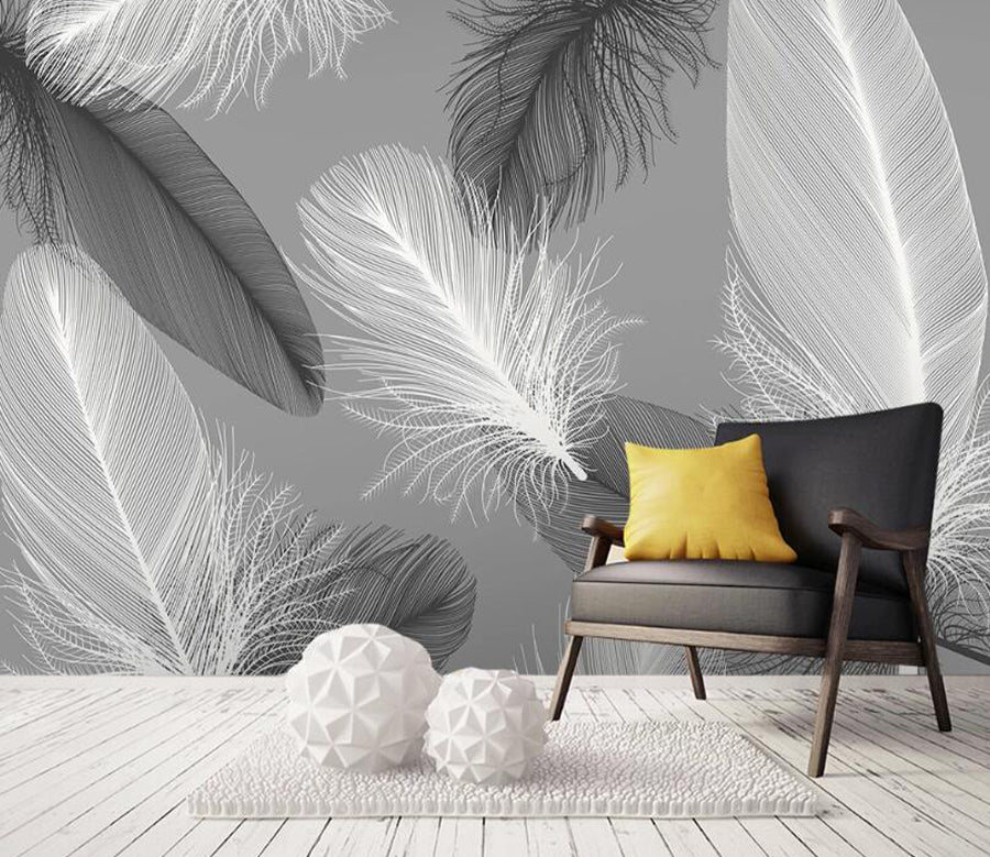 3D White Feather WC2129 Wall Murals