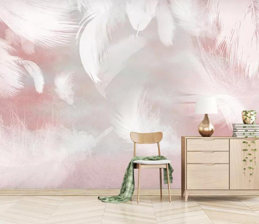 3D Pink Feather WG1043 Wall Murals