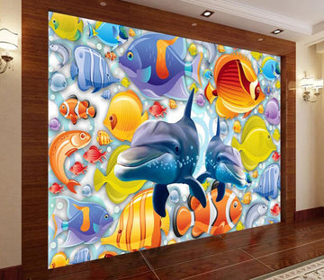 3D Dolphin Fish WC2640 Wall Murals