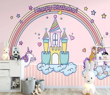 3D Rainbow Castle WC2144 Wall Murals