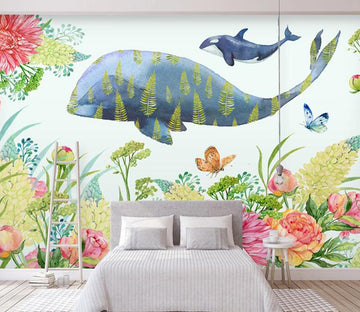 3D Seaweed Whale WC1859 Wall Murals