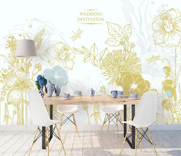 3D Golden Graffiti WC2050 Wall Murals