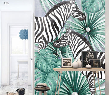 3D Zebra Leaves WG112 Wall Murals