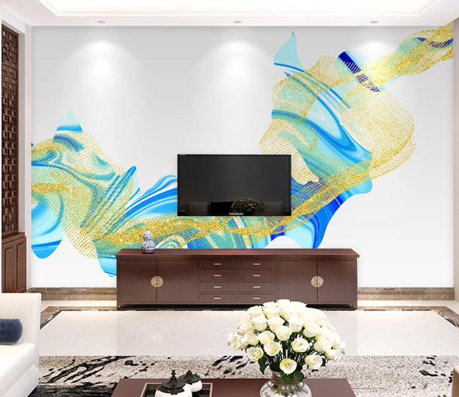 3D Blue Pattern WC1735 Wall Murals