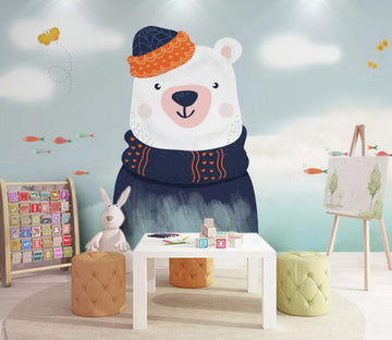 3D White Bear Hat WC1940 Wall Murals