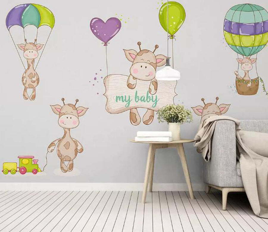 3D Cow Balloon WG994 Wall Murals