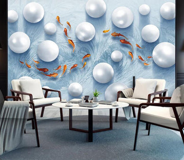 3D Goldfish Pearl WC2287 Wall Murals