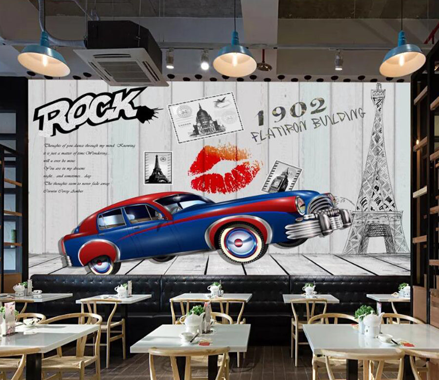 3D Stamp Car WC2489 Wall Murals