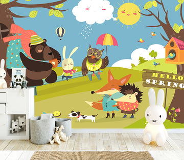 3D Rabbit Owl Bird WG458 Wall Murals