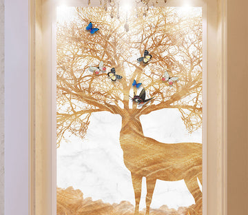 3D Deer Butterfly WG113 Wall Murals