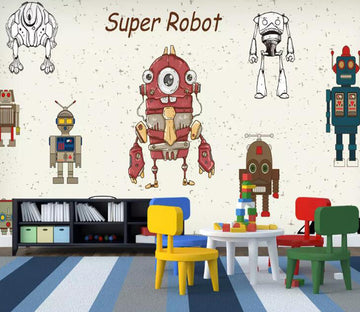 3D Red Robot WG1061 Wall Murals