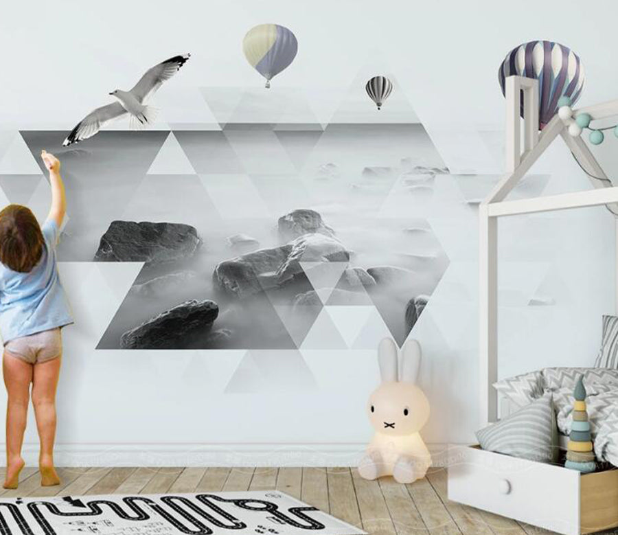 3D Stone Seagull WC1542 Wall Murals