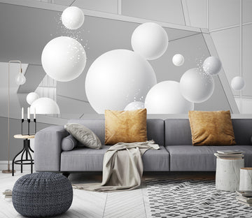 3D White Ball WG383 Wall Murals