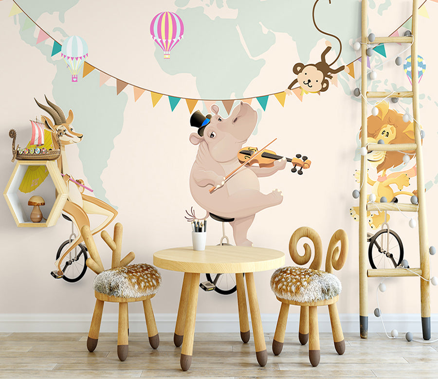 3D Hippo Violin WG441 Wall Murals