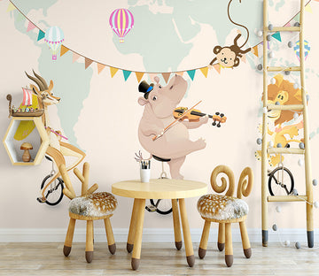 3D Hippo Violin WG441 Wall Murals