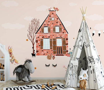 3D Red House Dog WC2598 Wall Murals
