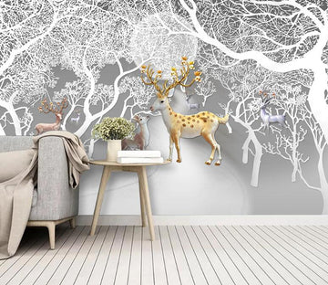 3D Moon Powder Deer WC2314 Wall Murals