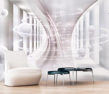 3D White Beads WG566 Wall Murals