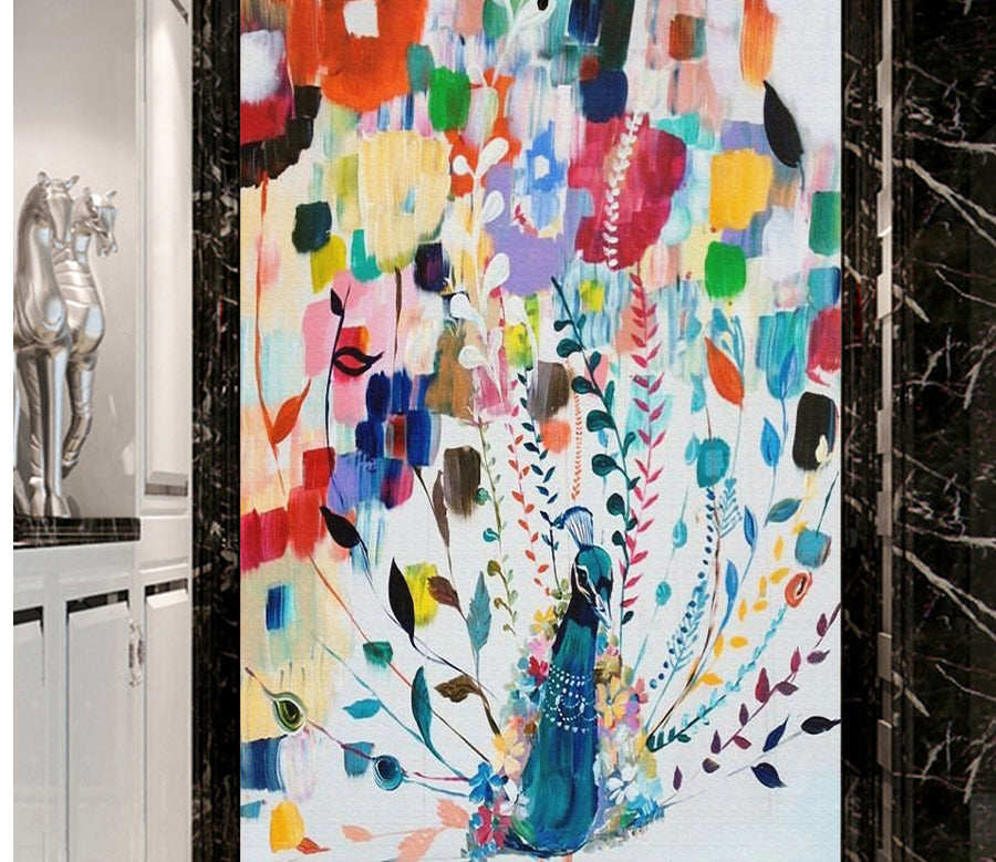 3D Colored Peacock WG100 Wall Murals