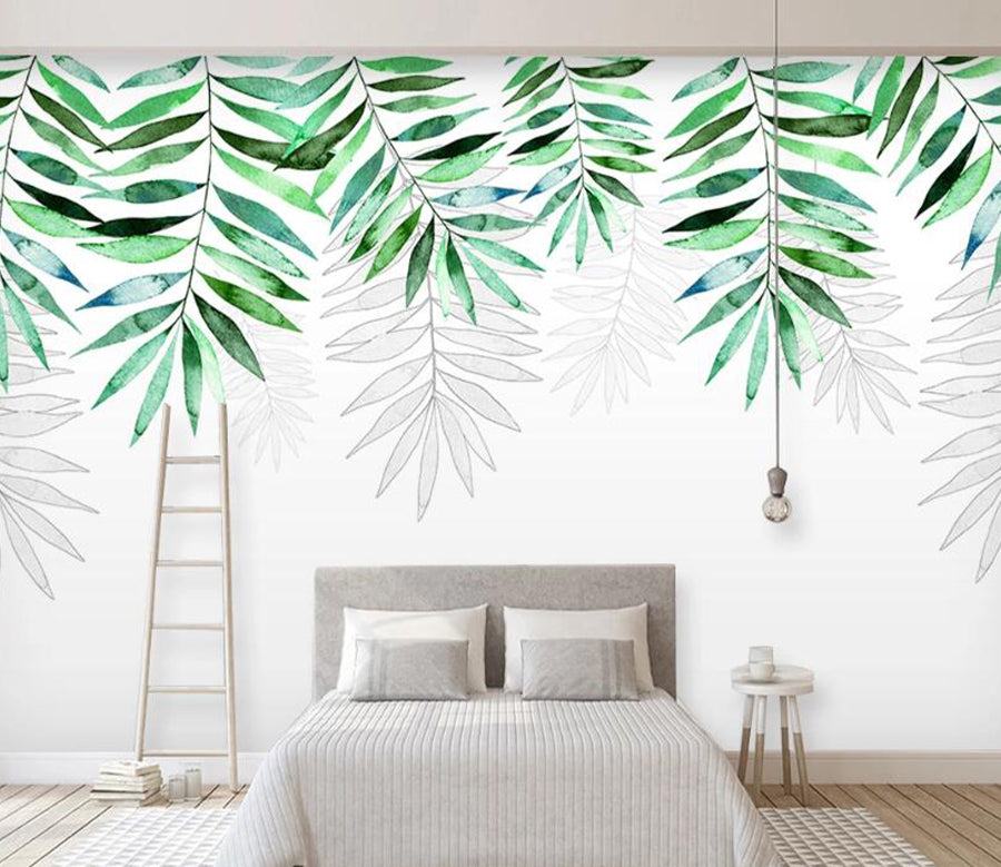 3D Bamboo Leaves WC1856 Wall Murals