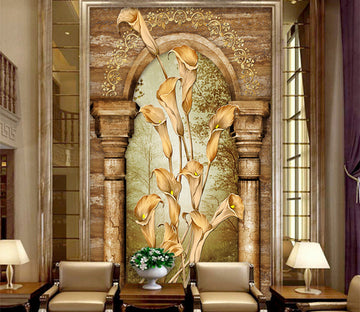 3D Golden Lily WG056 Wall Murals