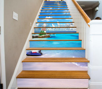 3D Sunny Day By The Sea 168 Stair Risers