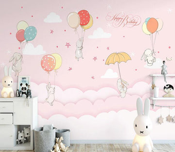 3D Rabbit Umbrella WC2143 Wall Murals