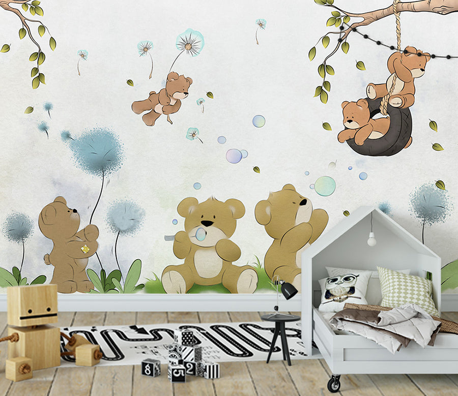 3D Dandelion Bear WG329 Wall Murals