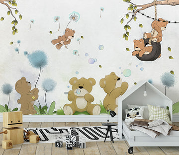 3D Dandelion Bear WG329 Wall Murals