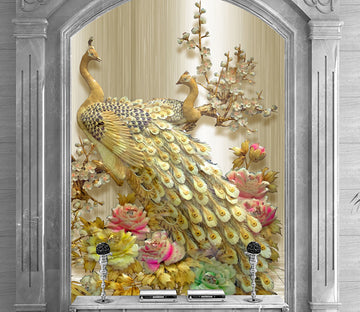 3D Yellow Peacock WG086 Wall Murals