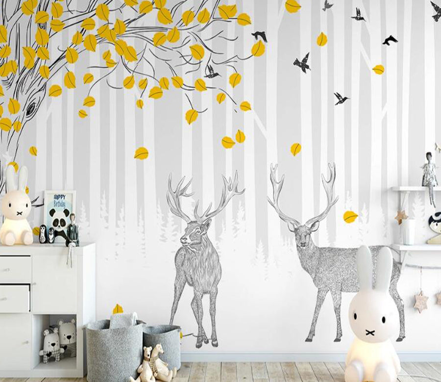 3D Fallen Leaves WC2076 Wall Murals