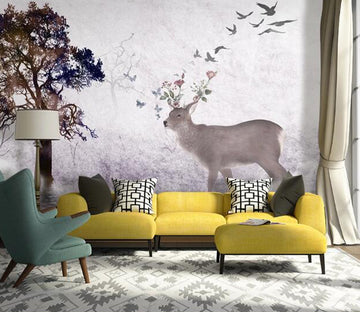 3D Tree Sika Deer WC1415 Wall Murals