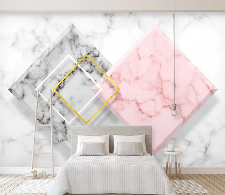 3D Pink Marble WC2339 Wall Murals