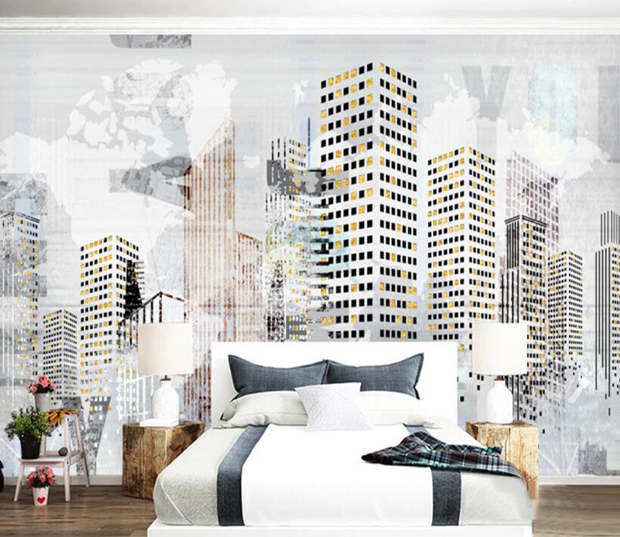 3D Building Pattern WC1713 Wall Murals