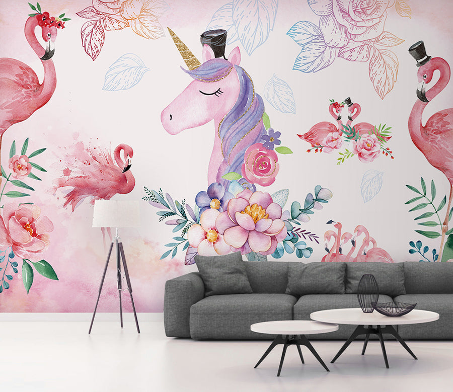 3D Pink Unicorn WG358 Wall Murals