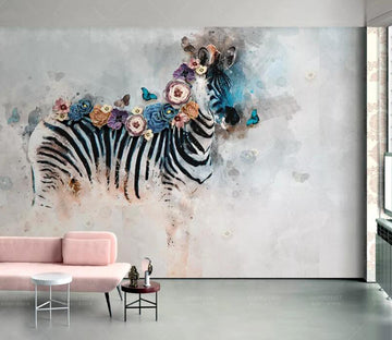 3D Flower Zebra WC1921 Wall Murals