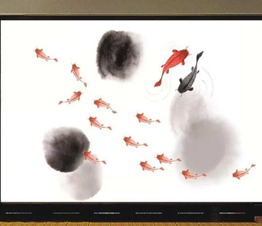 3D Goldfish Swimming WC2390 Wall Murals