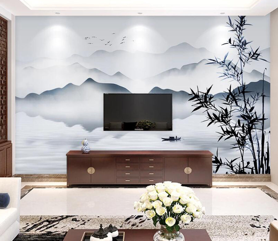 3D Bamboo River WC1803 Wall Murals