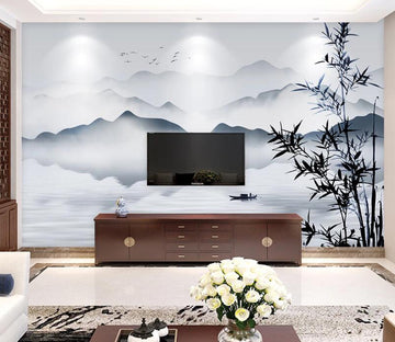 3D Bamboo River WC1803 Wall Murals