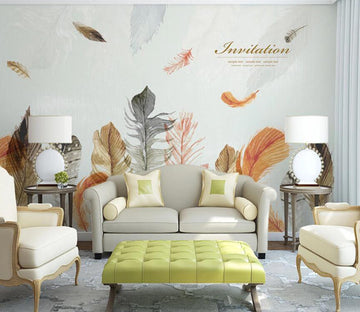 3D Orange Feather WC1581 Wall Murals