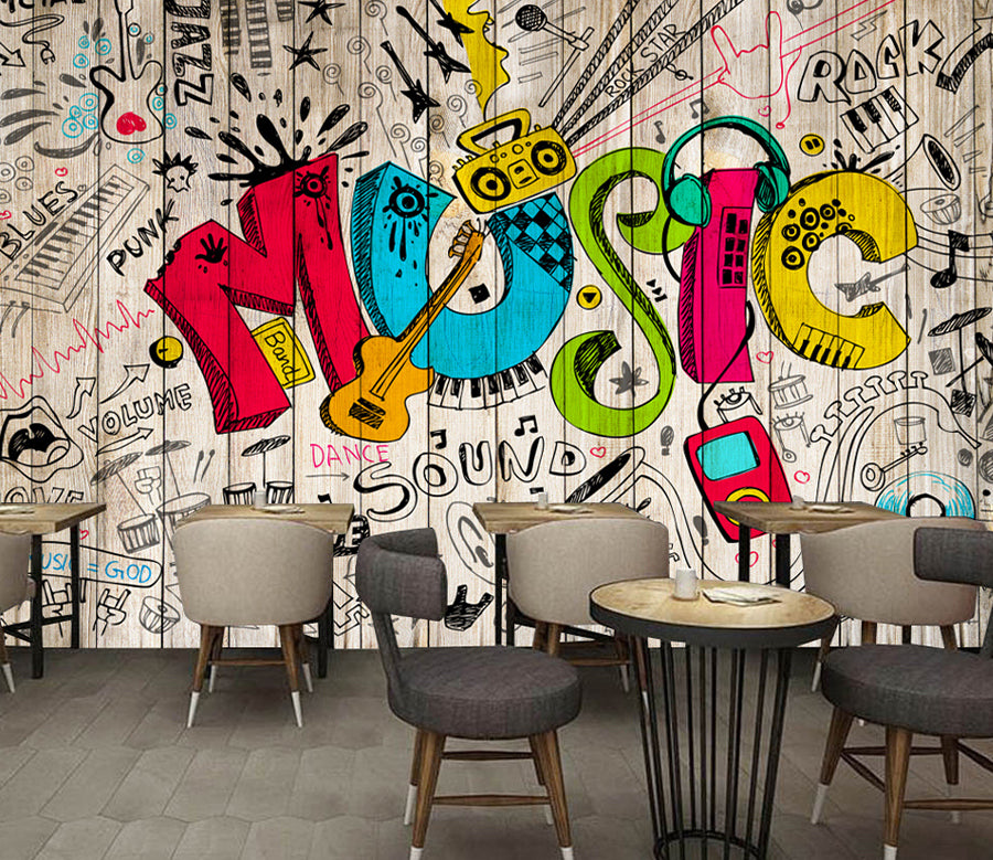 3D Guitar Earphone WG372 Wall Murals