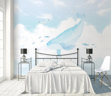 3D Seagull Whale WC2166 Wall Murals